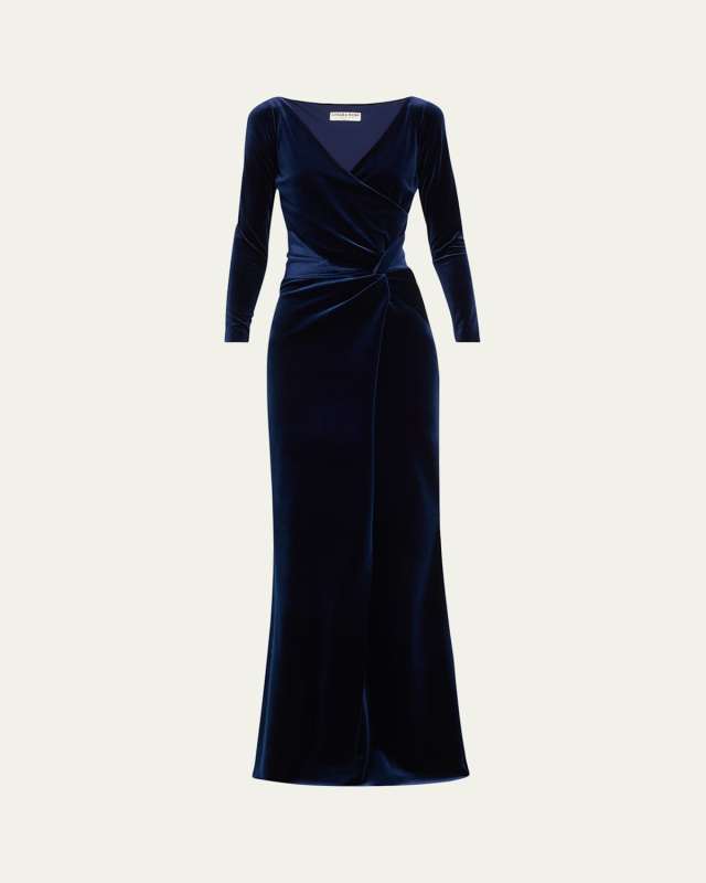 Axas Side-Twist Velvet Trumpet Gown