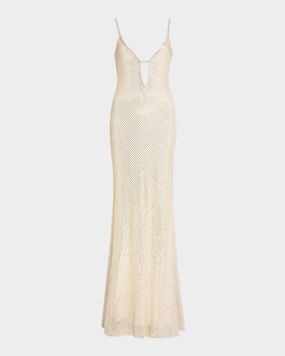 Embellished Fishnet Maxi Dress