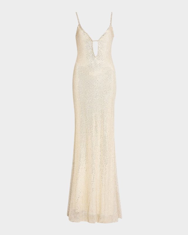 Embellished Fishnet Maxi Dress