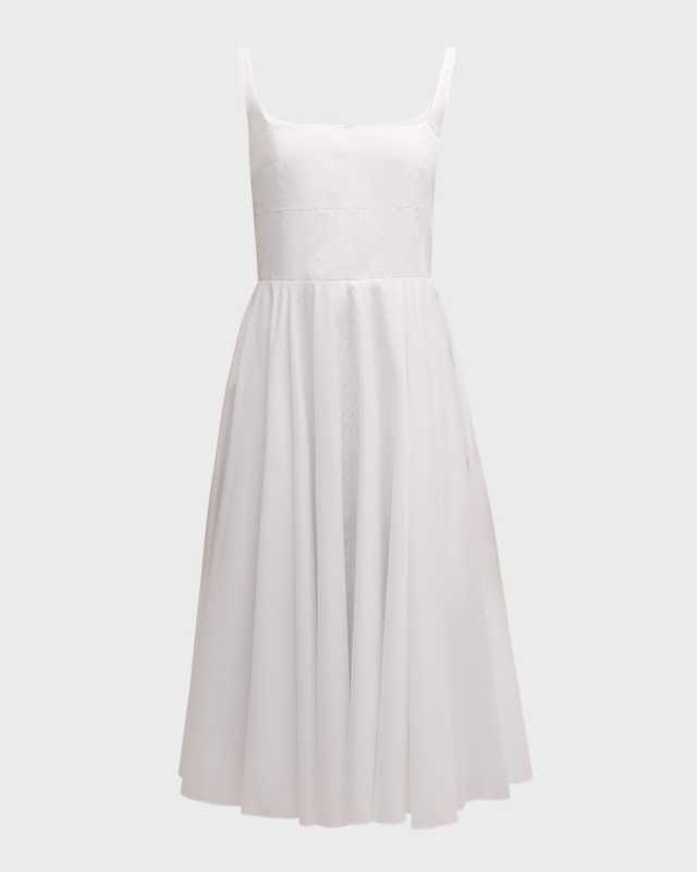 Nikush Square-Neck Sleeveless Cotton Midi Dress