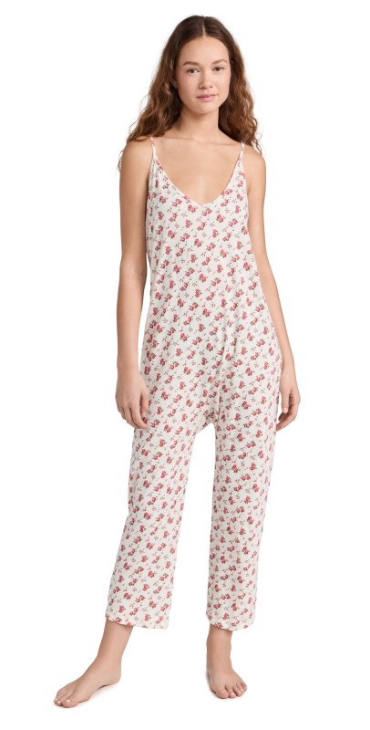 THE GREAT. The Sleeper Jumpsuit Teatime Rose Print