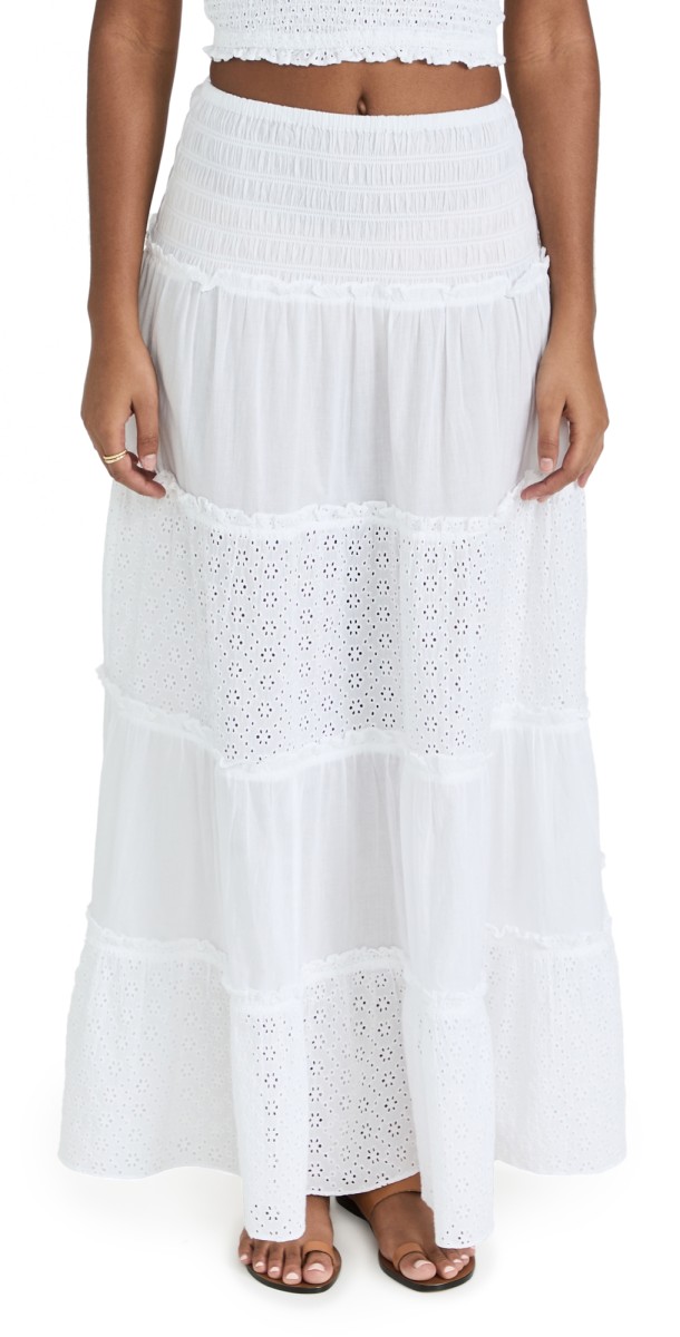Playa Lucila Smocked Skirt White Eyelet