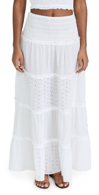 Playa Lucila Smocked Skirt White Eyelet