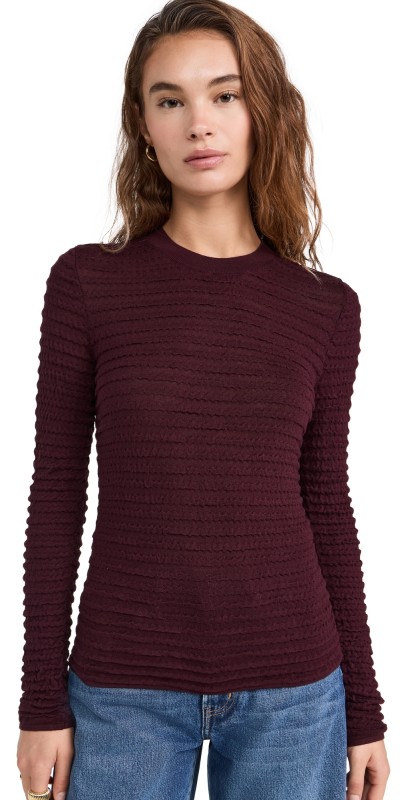 FRAME Smocked Crewneck Wine