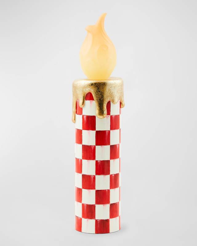 Cozy Christmas Illuminated Check Melting Candle Decor