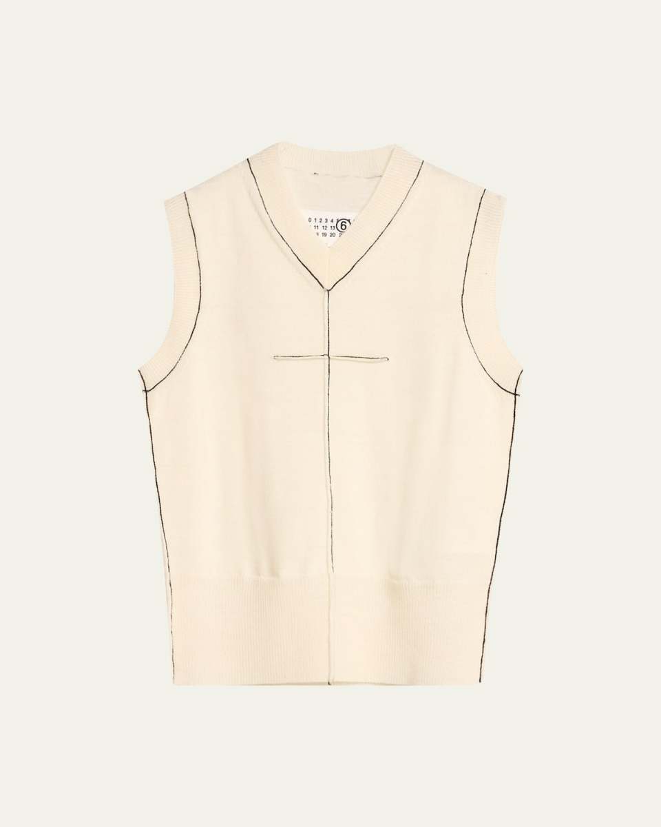 Fitted Contrast-Stitch Top