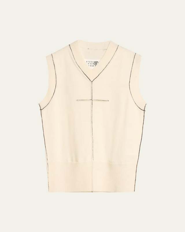 Fitted Contrast-Stitch Top