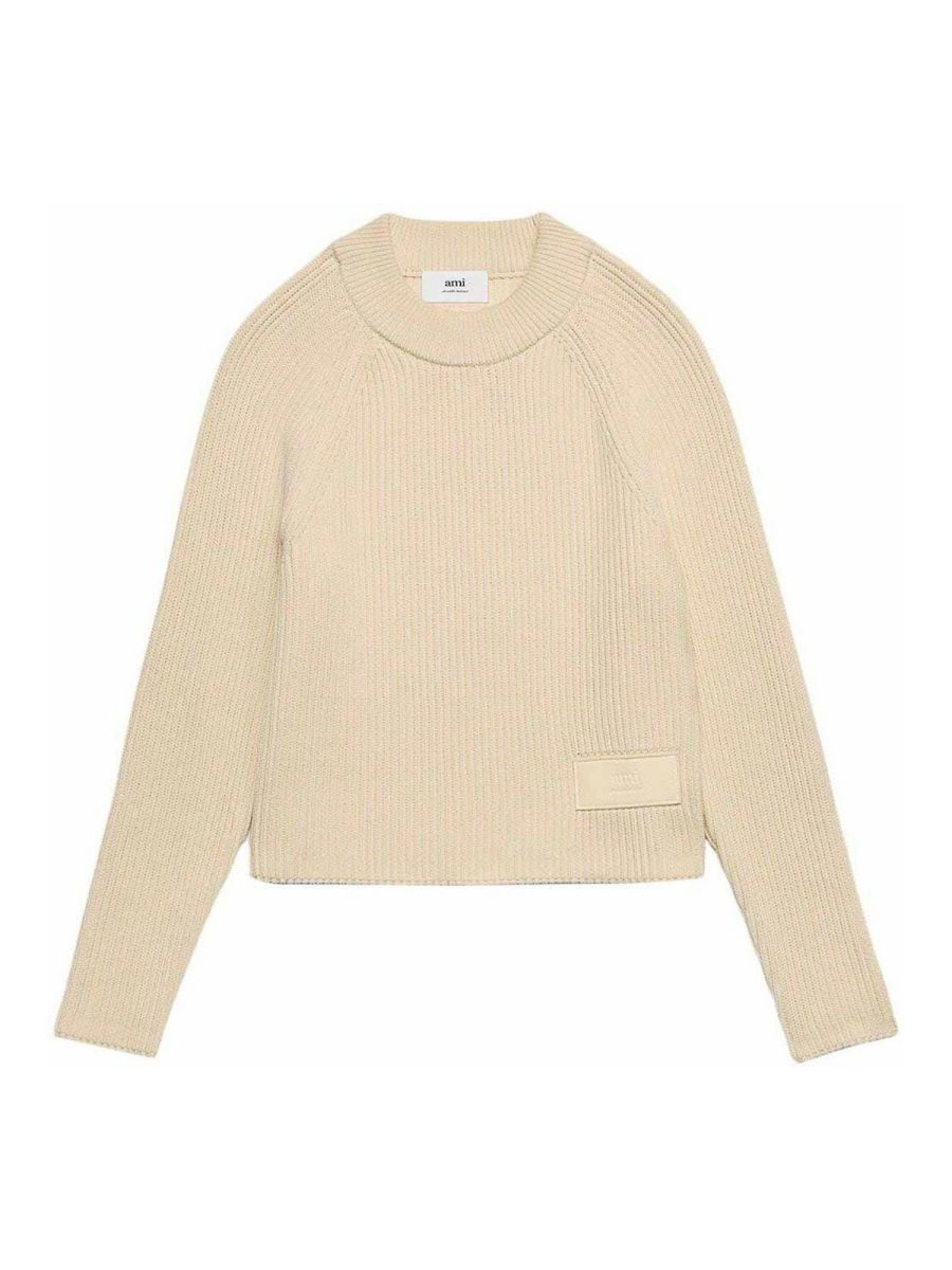 Ami Paris Pull Col Rond - Blanc