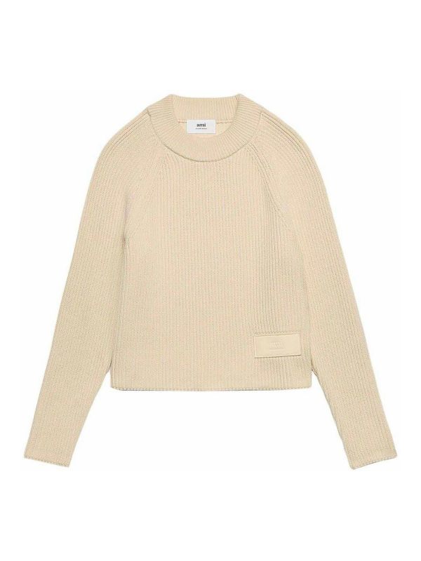 Ami Paris Pull Col Rond - Blanc