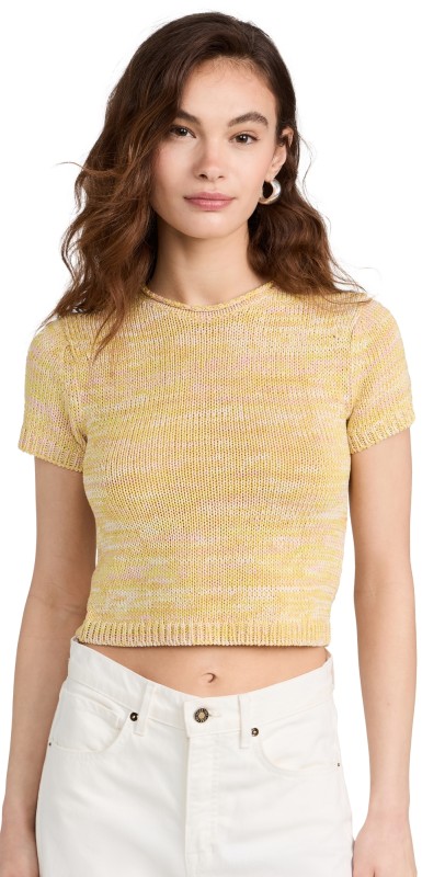 Guest in Residence Speckled Crop Tee Citrine