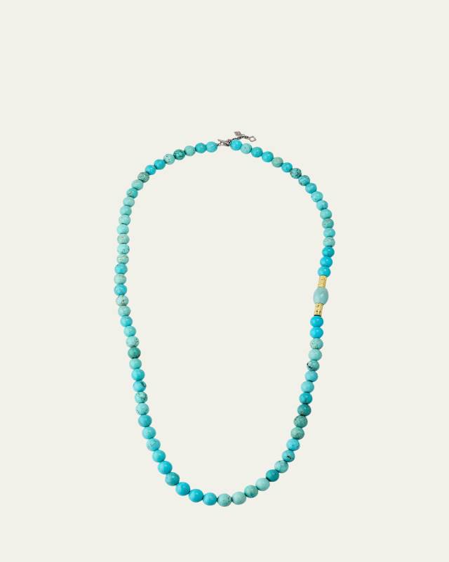 Large Turquoise Beaded Necklace, 34"L