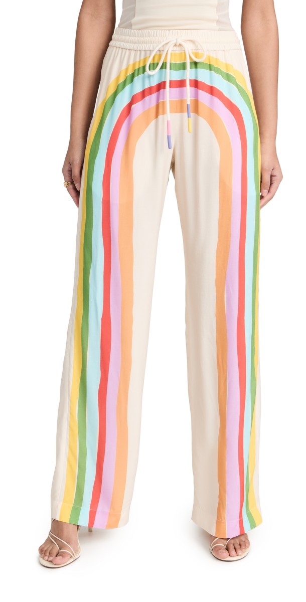 Mira Mikati Stripe Print Pyjama Style Trousers Ecru/Multi