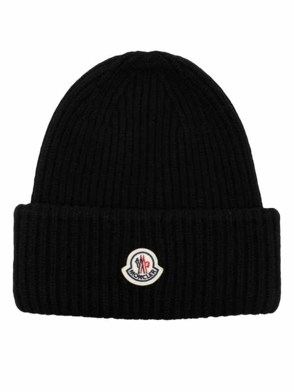 logo-patch ribbed beanie