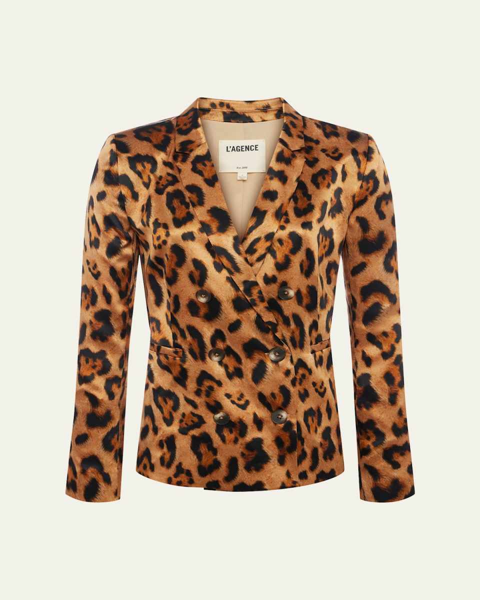 Colin Leopard Double-Breasted Blazer
