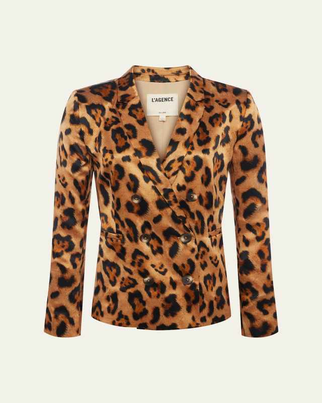 Colin Leopard Double-Breasted Blazer