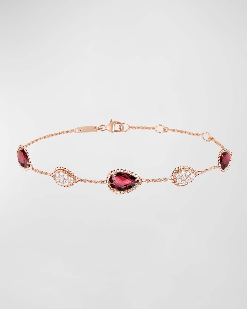 Serpent Boheme 18K Rose Gold Rhodolite Garnet & Diamond 5-Motif Bracelet