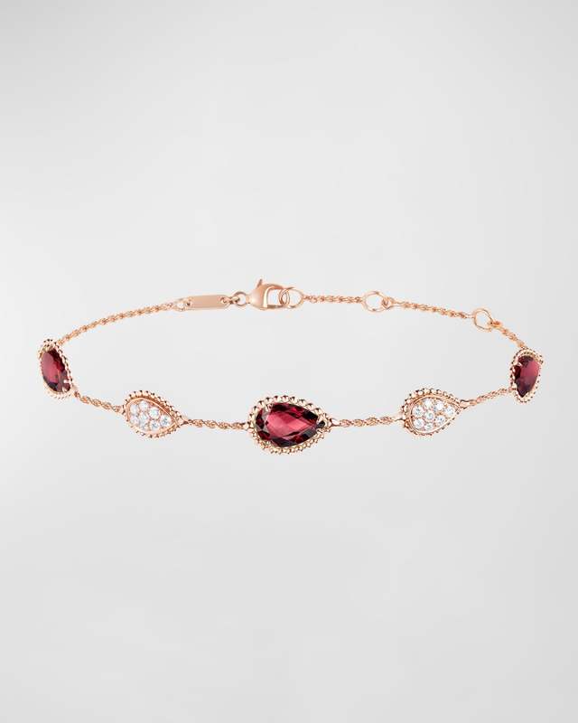 Serpent Boheme 18K Rose Gold Rhodolite Garnet & Diamond 5-Motif Bracelet