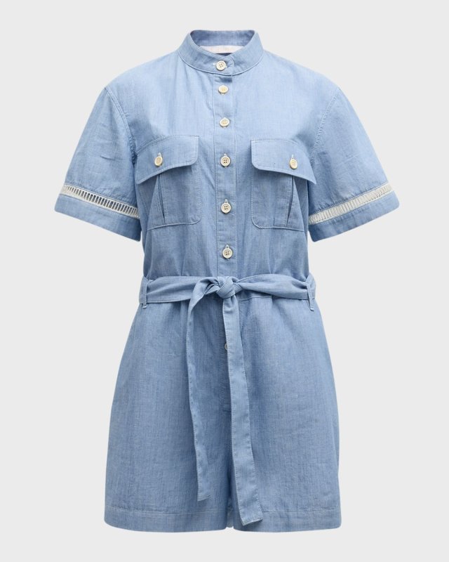 x High Summer Short-Sleeve Belted Romper