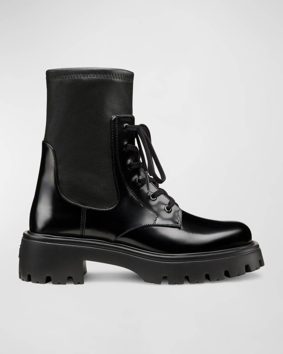 Everitt Stretch Leather Combat Booties