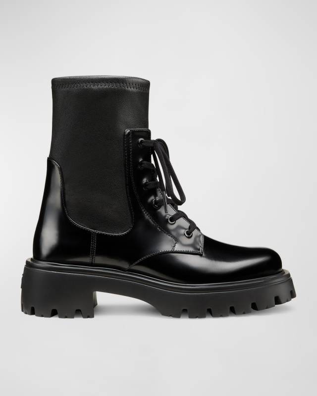 Everitt Stretch Leather Combat Booties