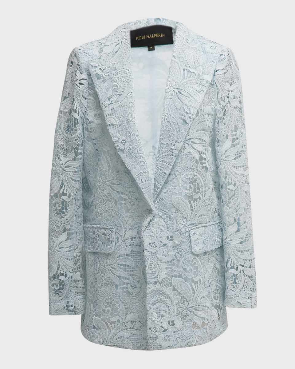 Joel Peak-Lapel Floral Lace Jacket
