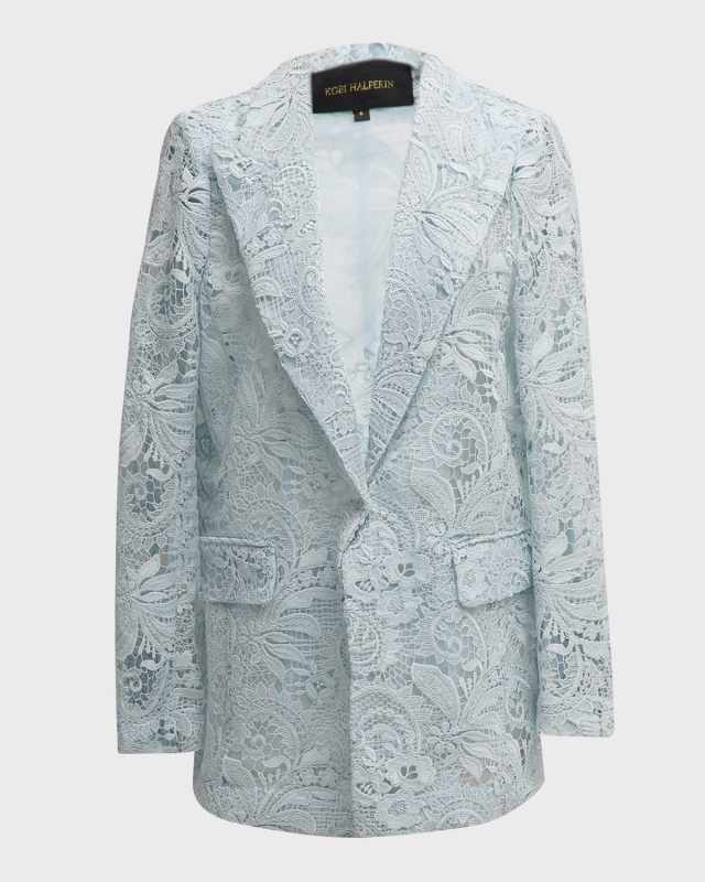 Joel Peak-Lapel Floral Lace Jacket