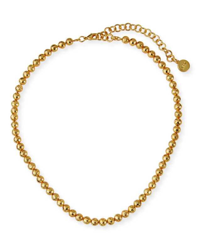 Hammered Gold Beaded Necklace
