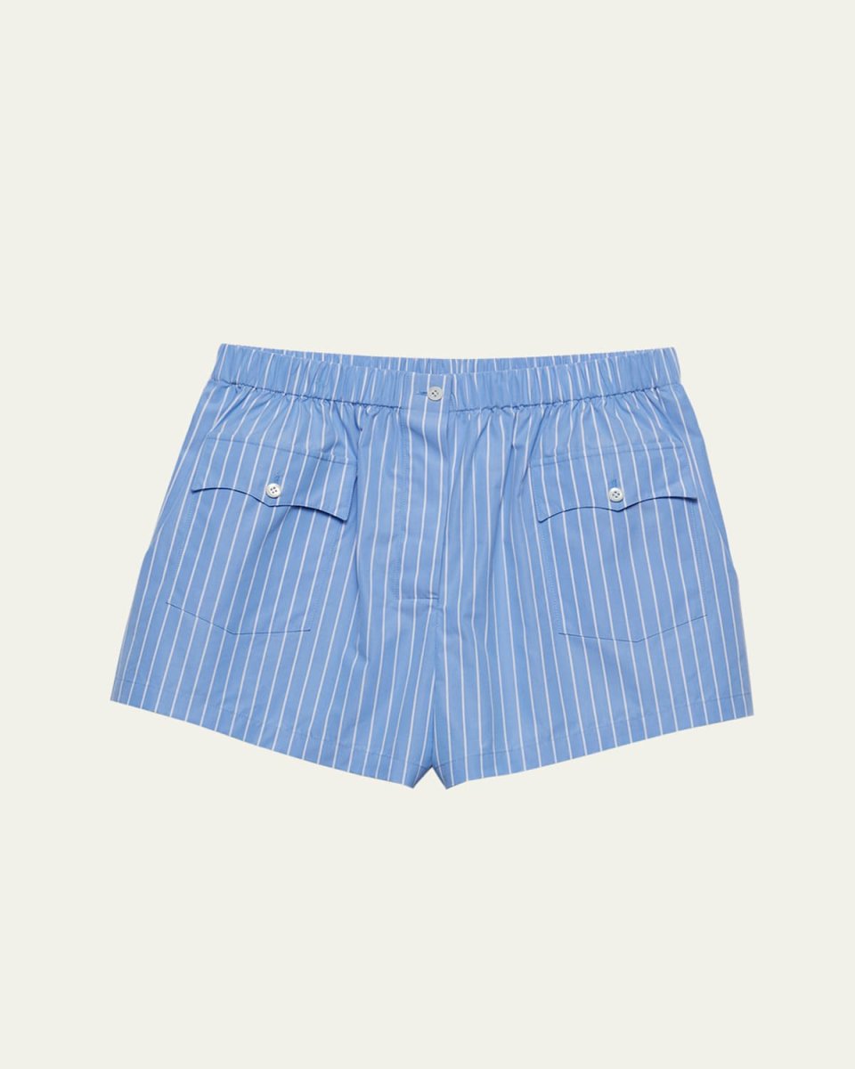 Stripe Elasticized Poplin Shorts