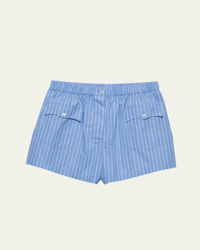 Stripe Elasticized Poplin Shorts