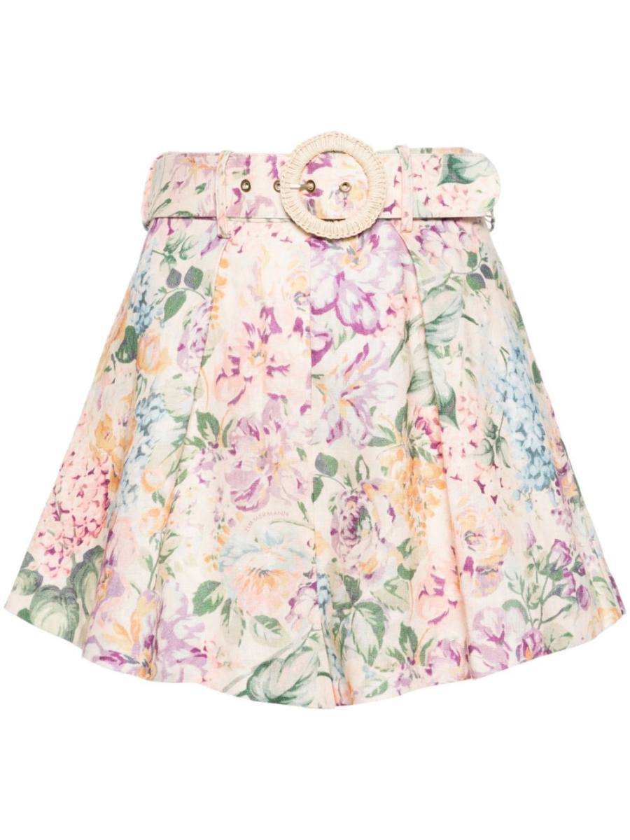 Halliday Tuck belted linen shorts