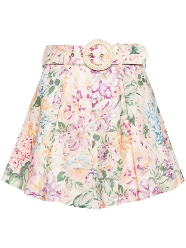 Halliday Tuck belted linen shorts