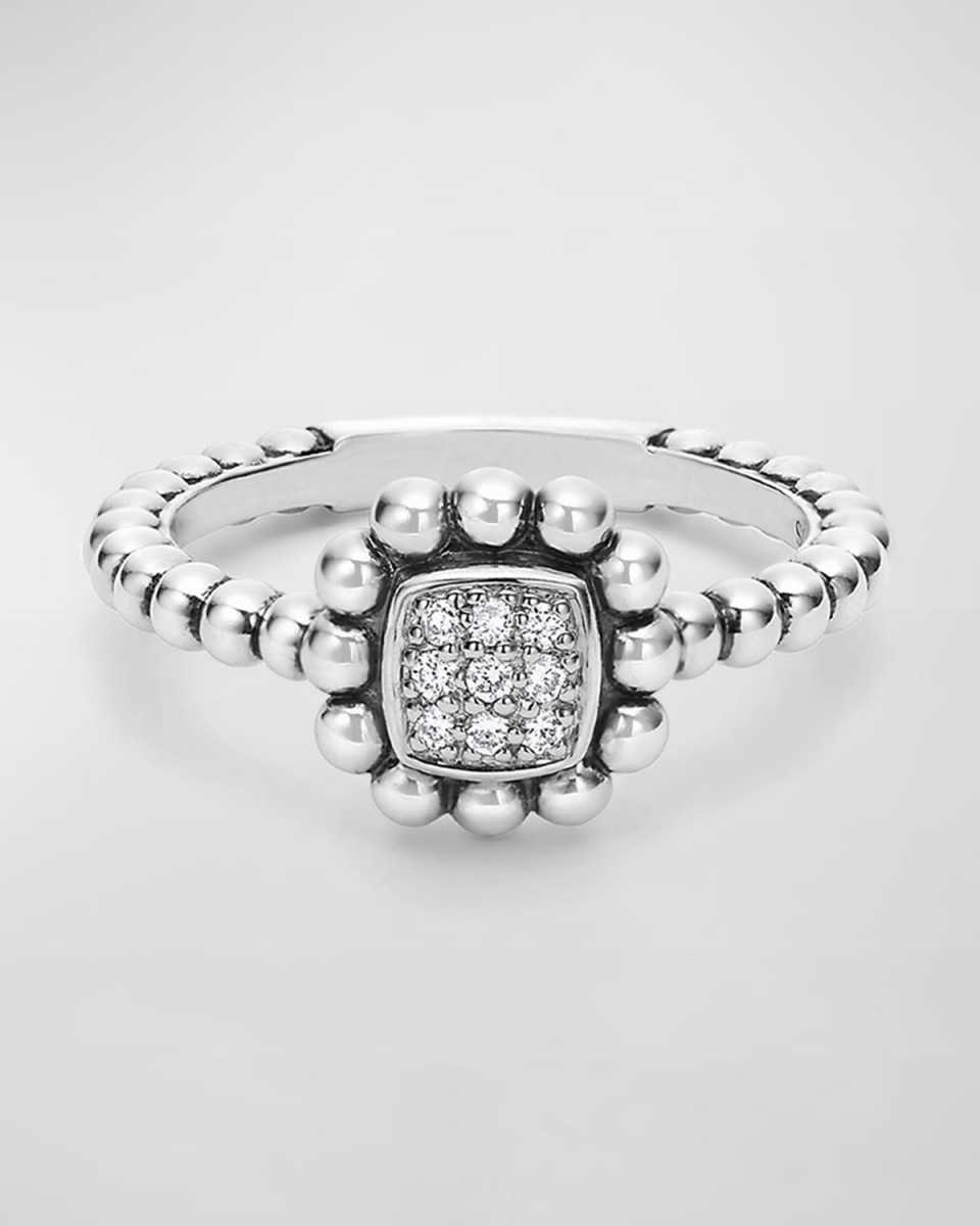 Sterling Silver Caviar Spark Ring with Diamonds