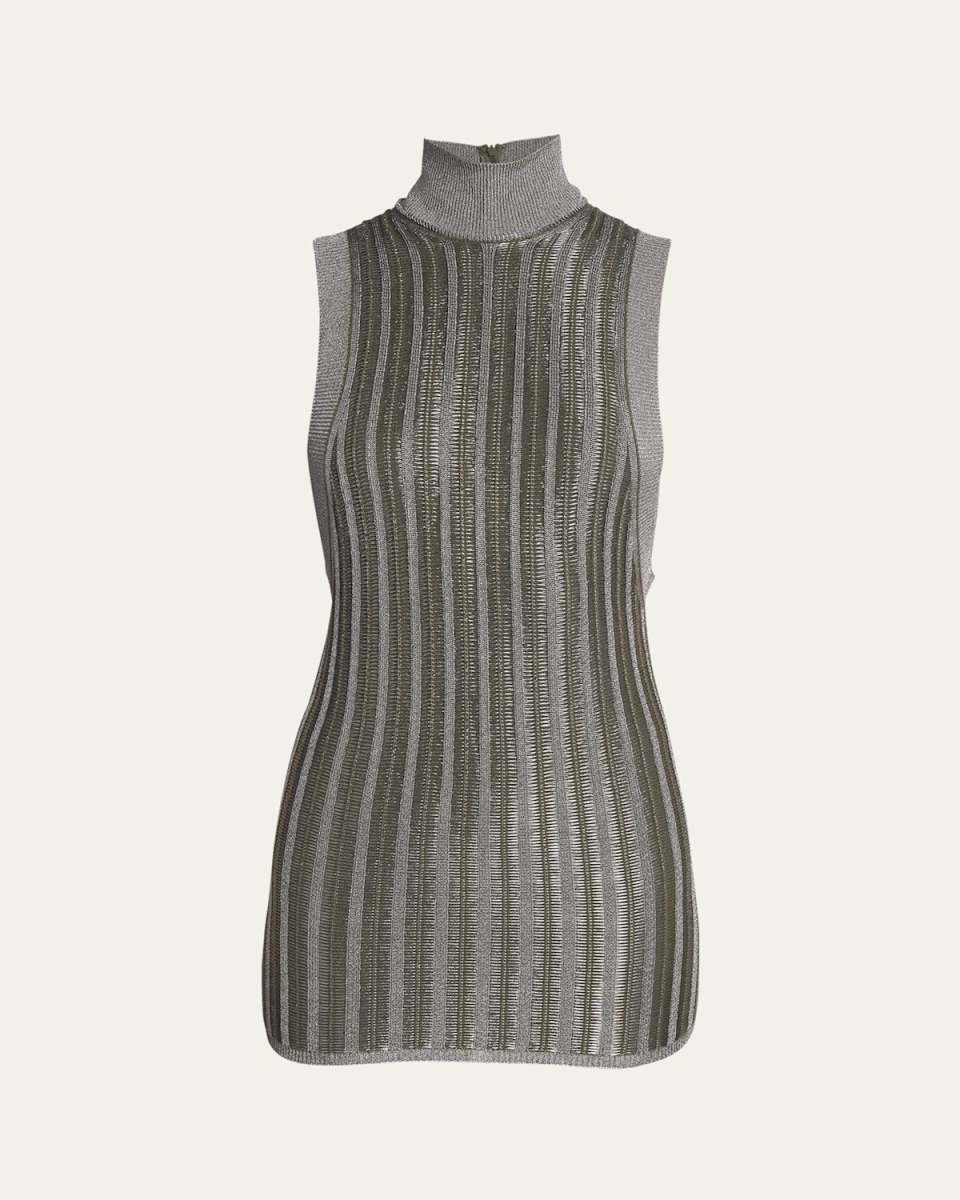 Lurex Ribbed Knit Mini Dress