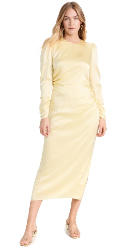 Zimmermann Ruched Drape Dress Lemon