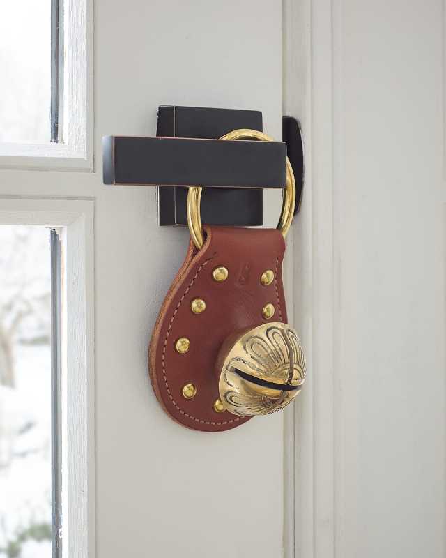 Single Christmas Bell With Studded Chestnut Leather Strap