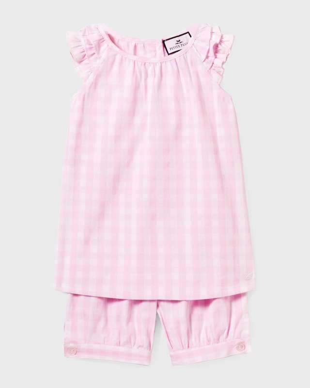 Girl's Gingham 2-Piece Pajama Short Set, Size 6M-14
