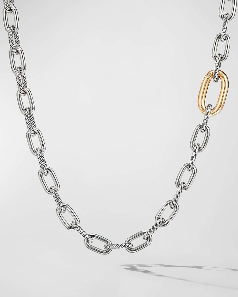 DY Madison Chain Necklace in Silver with 18K Gold, 9mm