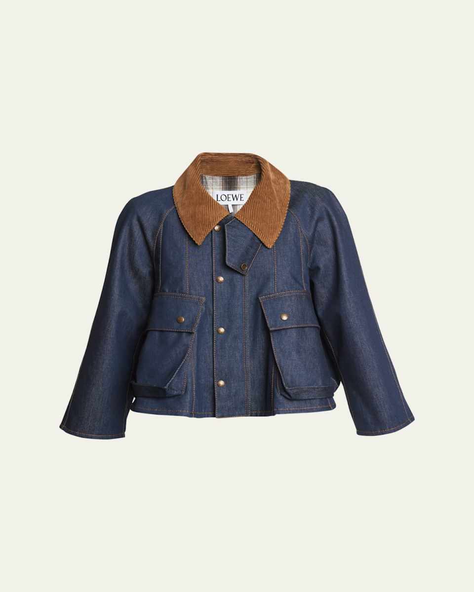 Collared Denim Trapeze Jacket
