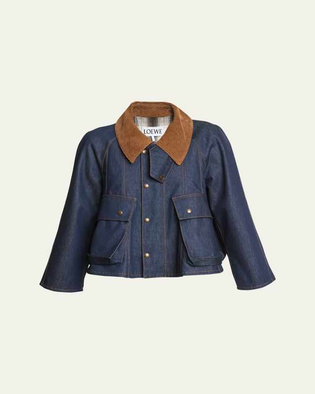 Collared Denim Trapeze Jacket