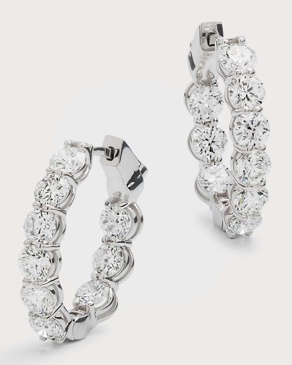 18K White Gold GH/SI Diamond Oval-Shaped Hoop Earrings, 0.75"L, 4.59tcw