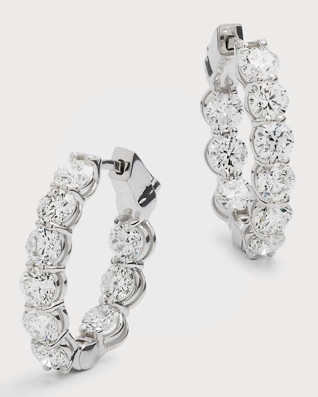 18K White Gold GH/SI Diamond Oval-Shaped Hoop Earrings, 0.75"L, 4.59tcw