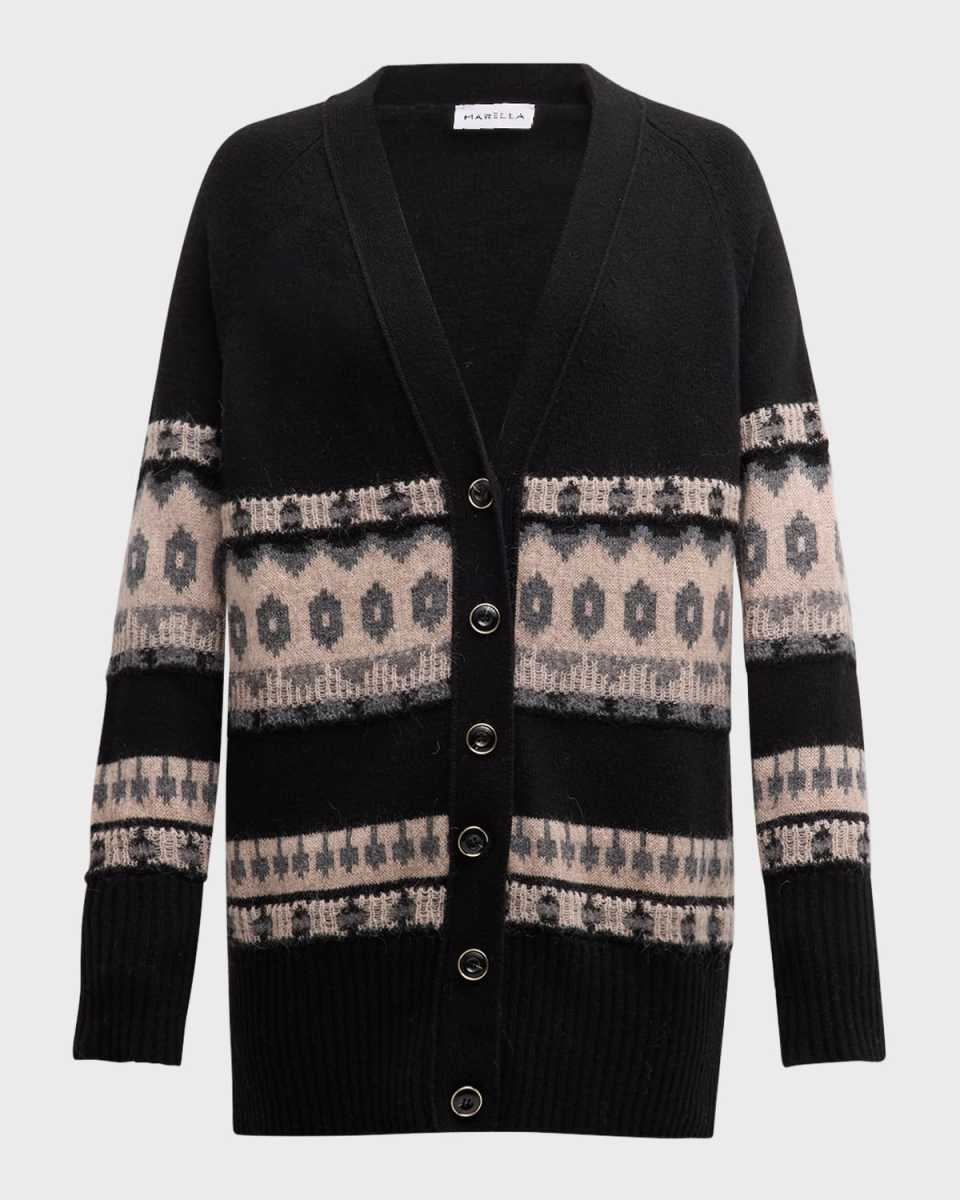 Jolly Intarsia Button-Down Cardigan