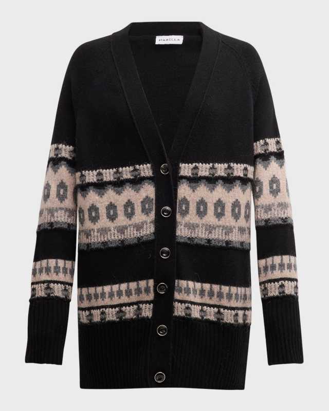 Jolly Intarsia Button-Down Cardigan