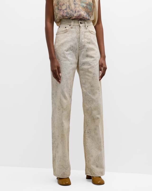 Peyton Floral Print Denim Pants