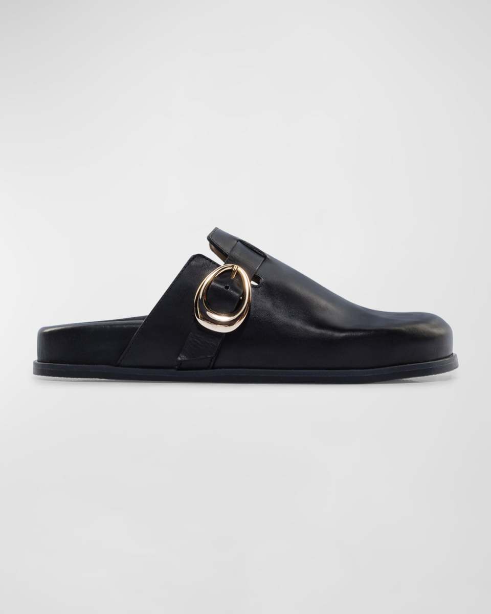 Easton Leather Buckle Slide Mules