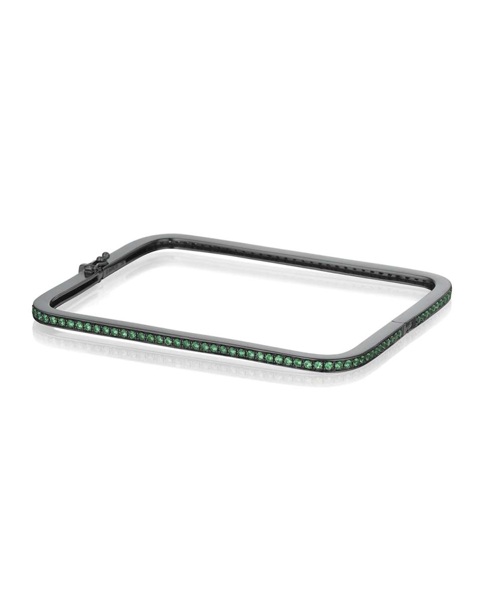 18k Black Gold Tsavorite Square Bracelet, Medium