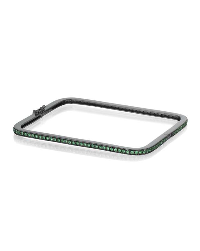 18k Black Gold Tsavorite Square Bracelet, Medium