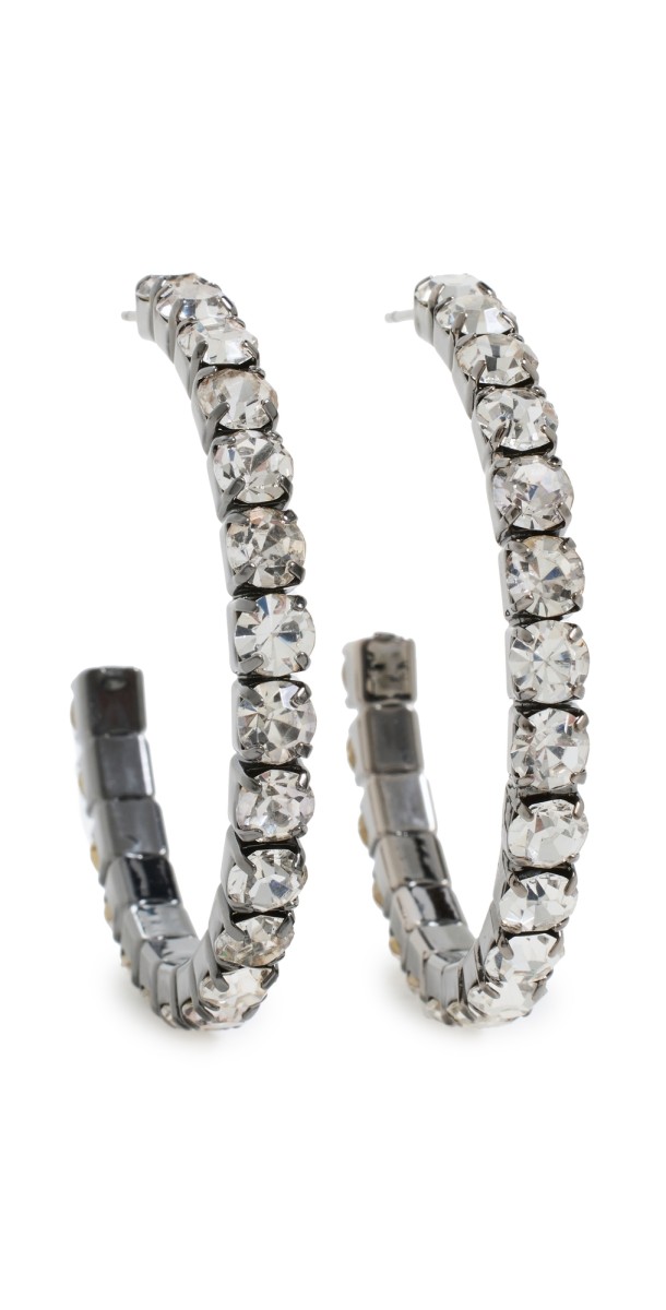 Roxanne Assoulin Rhinestone Chain Hoop Earrings Multi