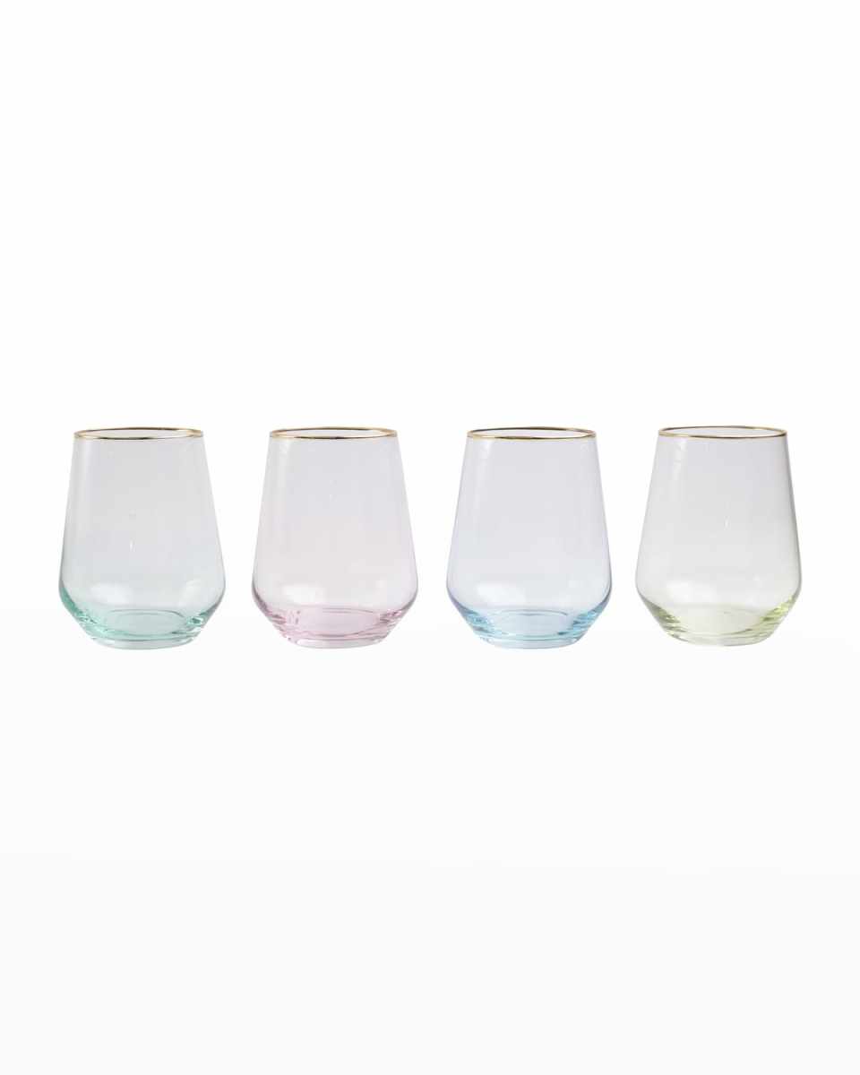 Rainbow Assorted Stemless Wine Glasses, Set of 4