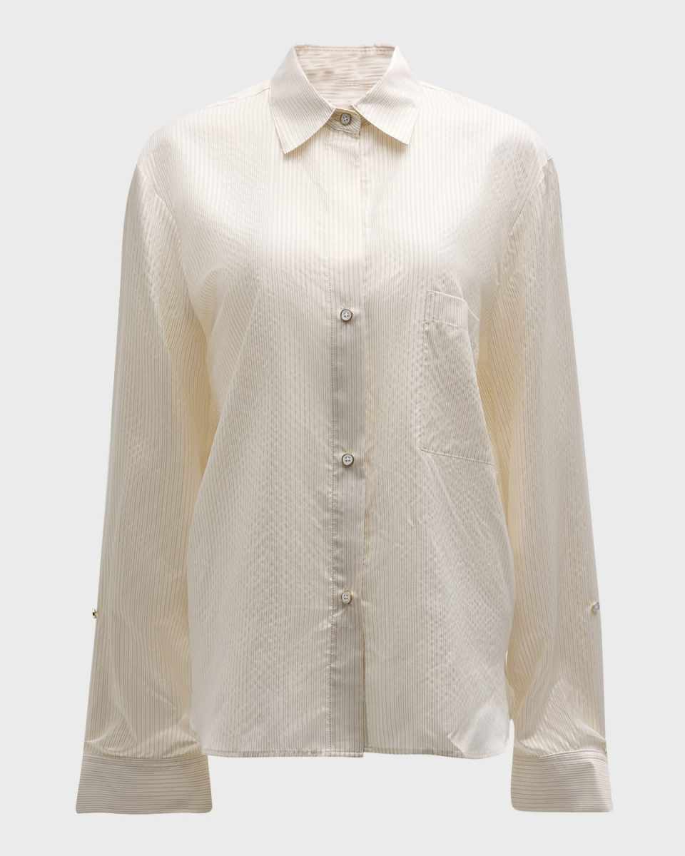 The New Morning After Silk Stripe Button-Front Shirt